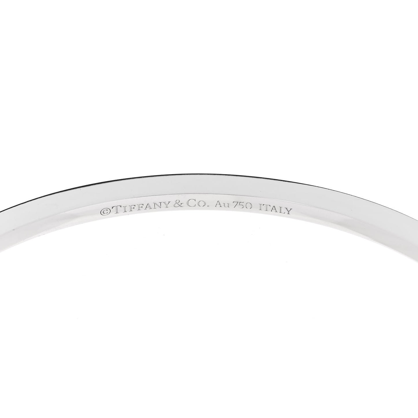 18K White Gold Diamond T Hinged Wire Bangle Bracelet