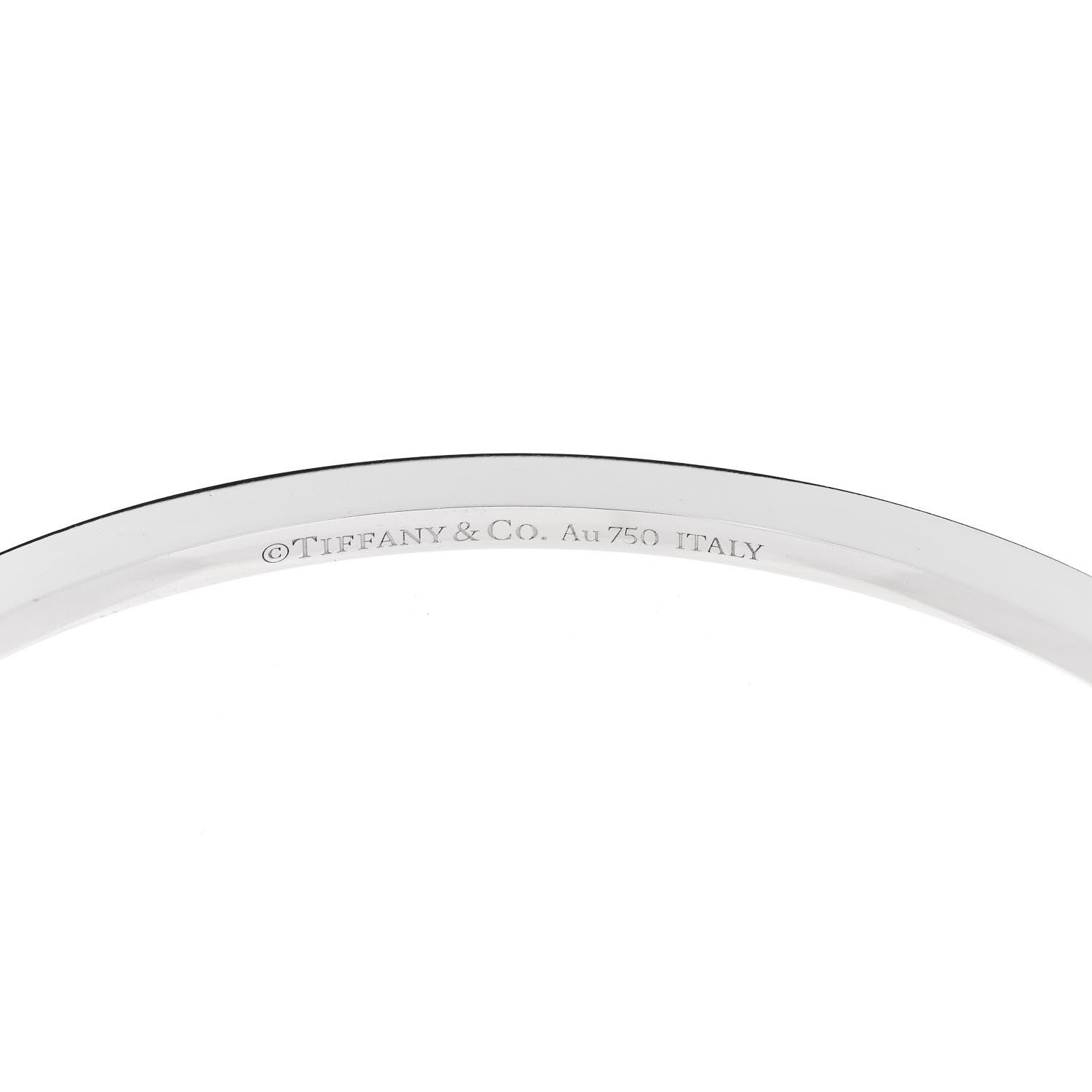 Tiffany 18K White Gold Diamond T Hinged Wire Bangle Bracelet 3 of 4