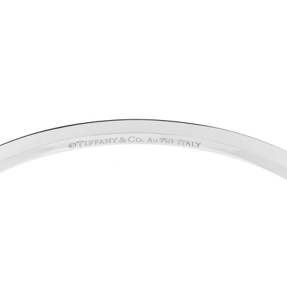 Tiffany 18K White Gold Diamond T Hinged Wire Bangle Bracelet 3 of 4