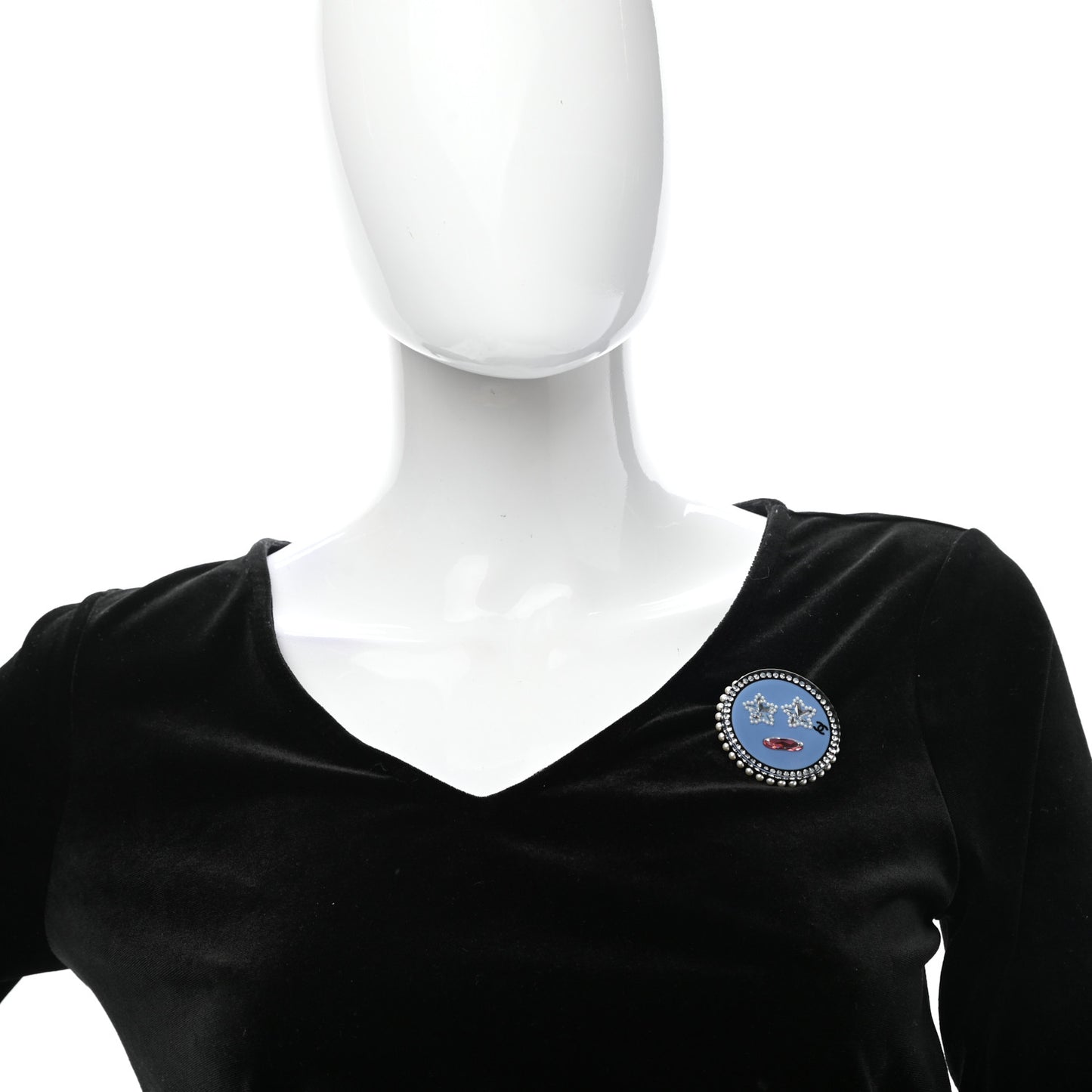 Metal Resin Pearl Emoji Brooch Purple Silver