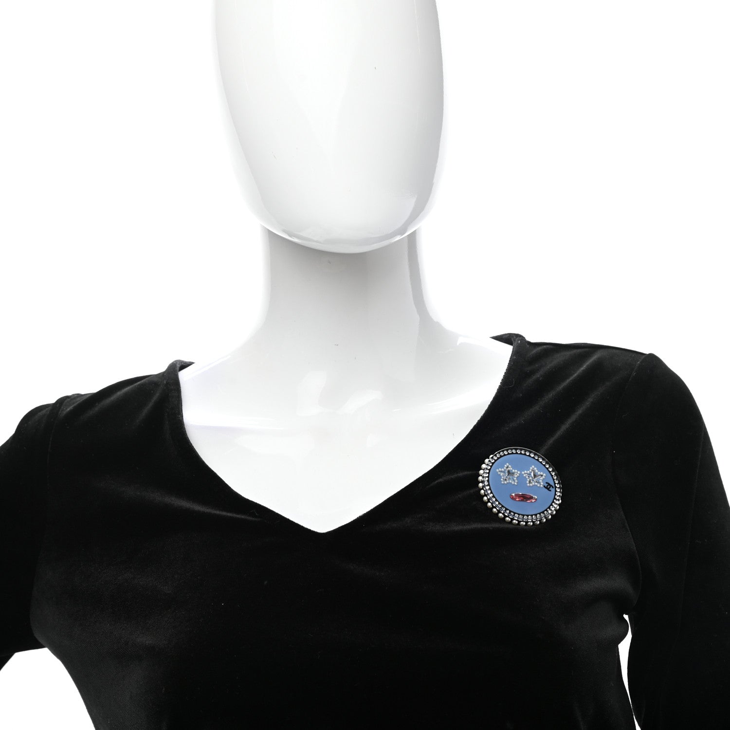 Chanel Metal Resin Pearl Emoji Brooch Purple Silver 2 of 6