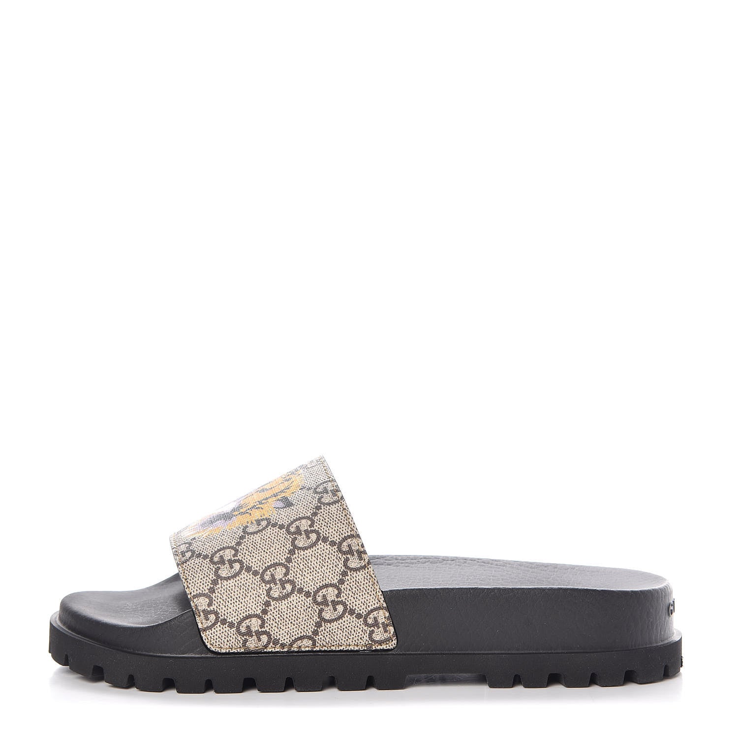 Gucci GG Supreme Monogram Tiger Mens Lug Sole Slide Sandals 5 Ebony 1 of 9