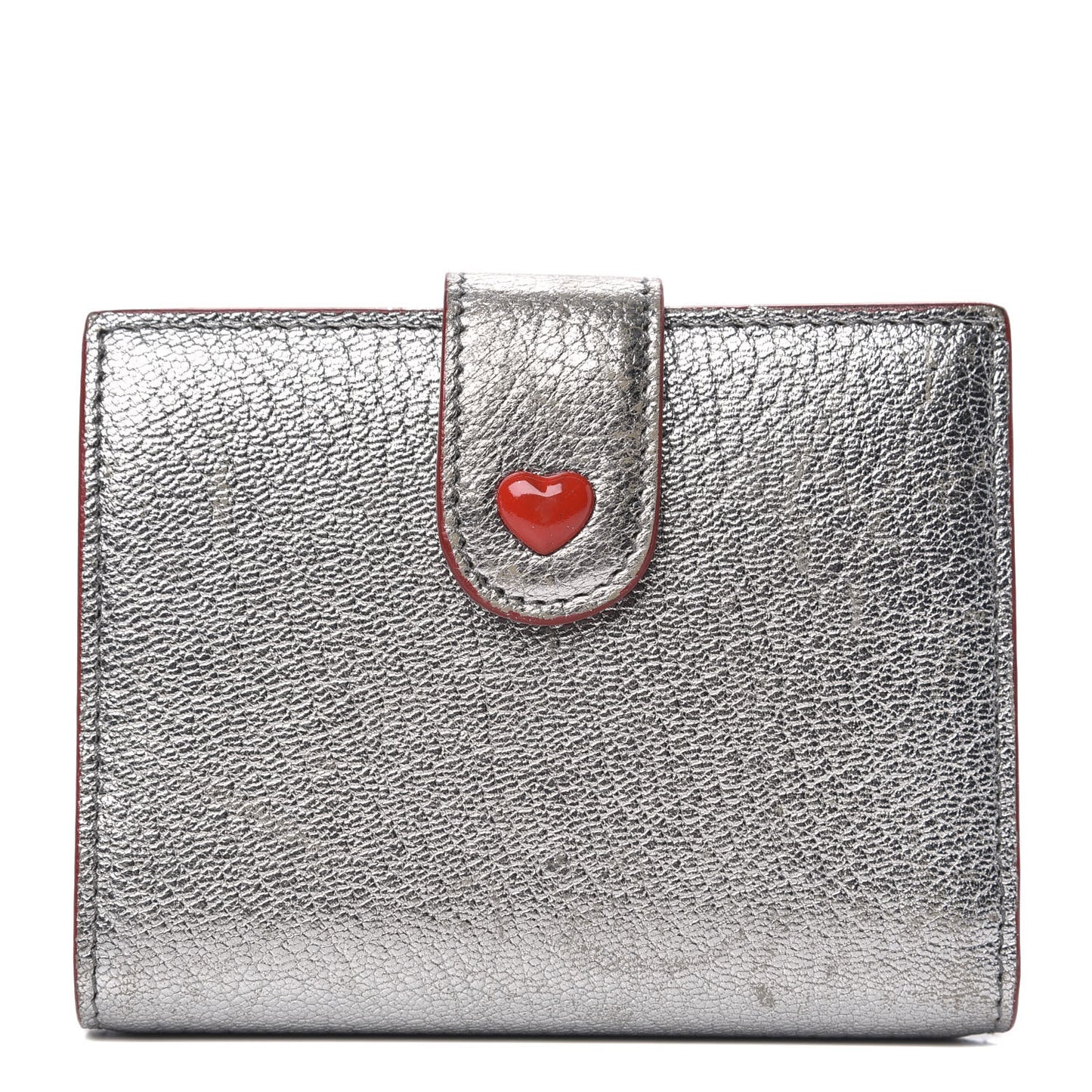 Metallic Goatskin Madras Love Forever Wallet Cromo