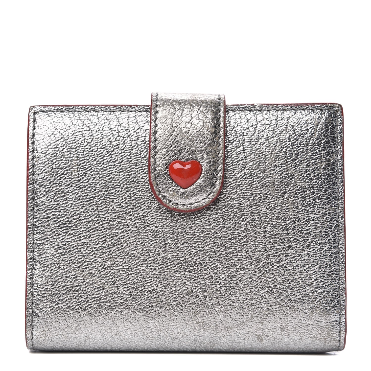 Miu Miu Metallic Goatskin Madras Love Forever Wallet Cromo 1 of 9