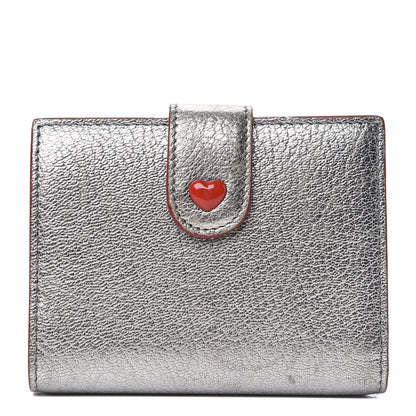 Miu Miu Metallic Goatskin Madras Love Forever Wallet Cromo 1 of 9