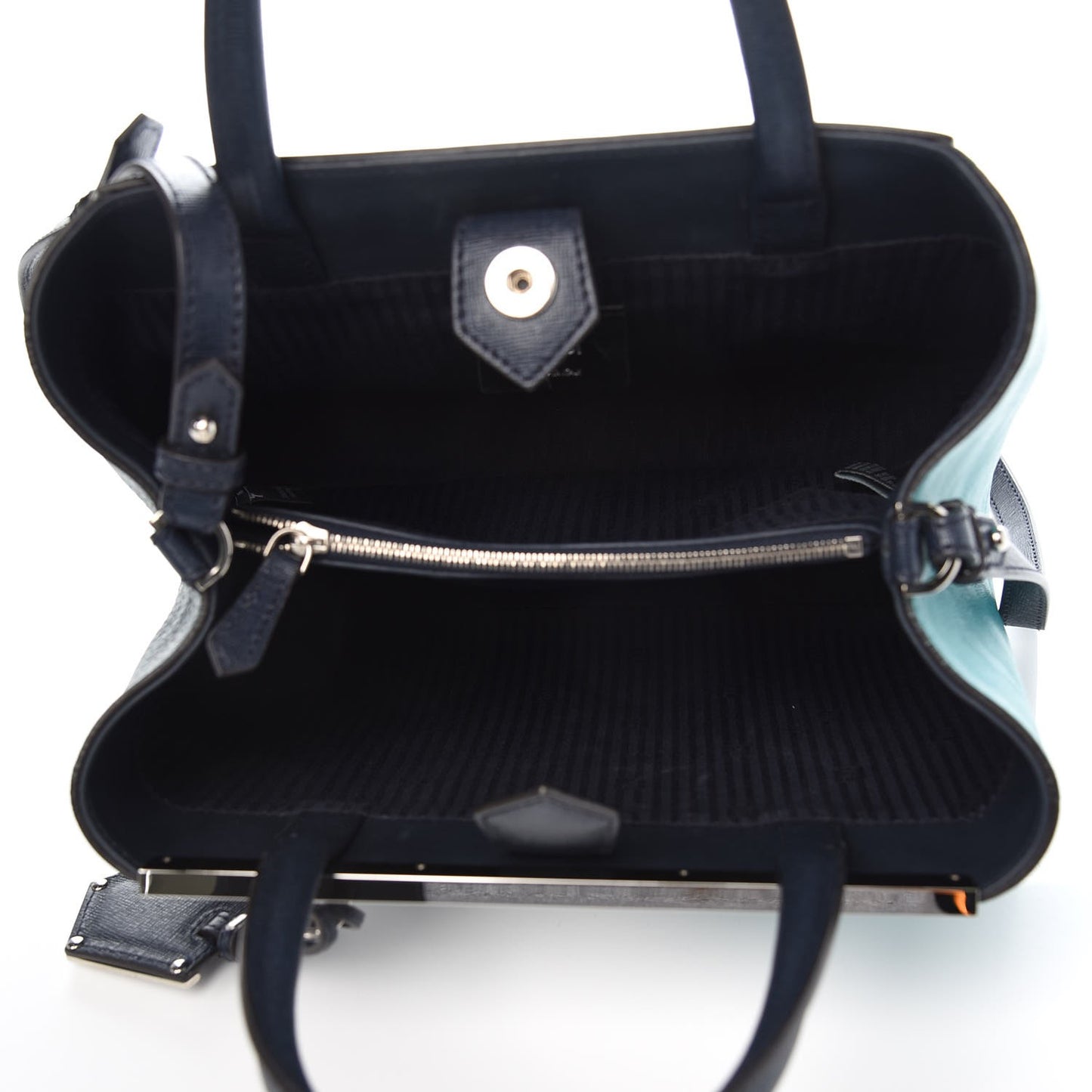 Vitello Elite Colorblock Petite 2Jours Tote Lavagna Oceano Argento