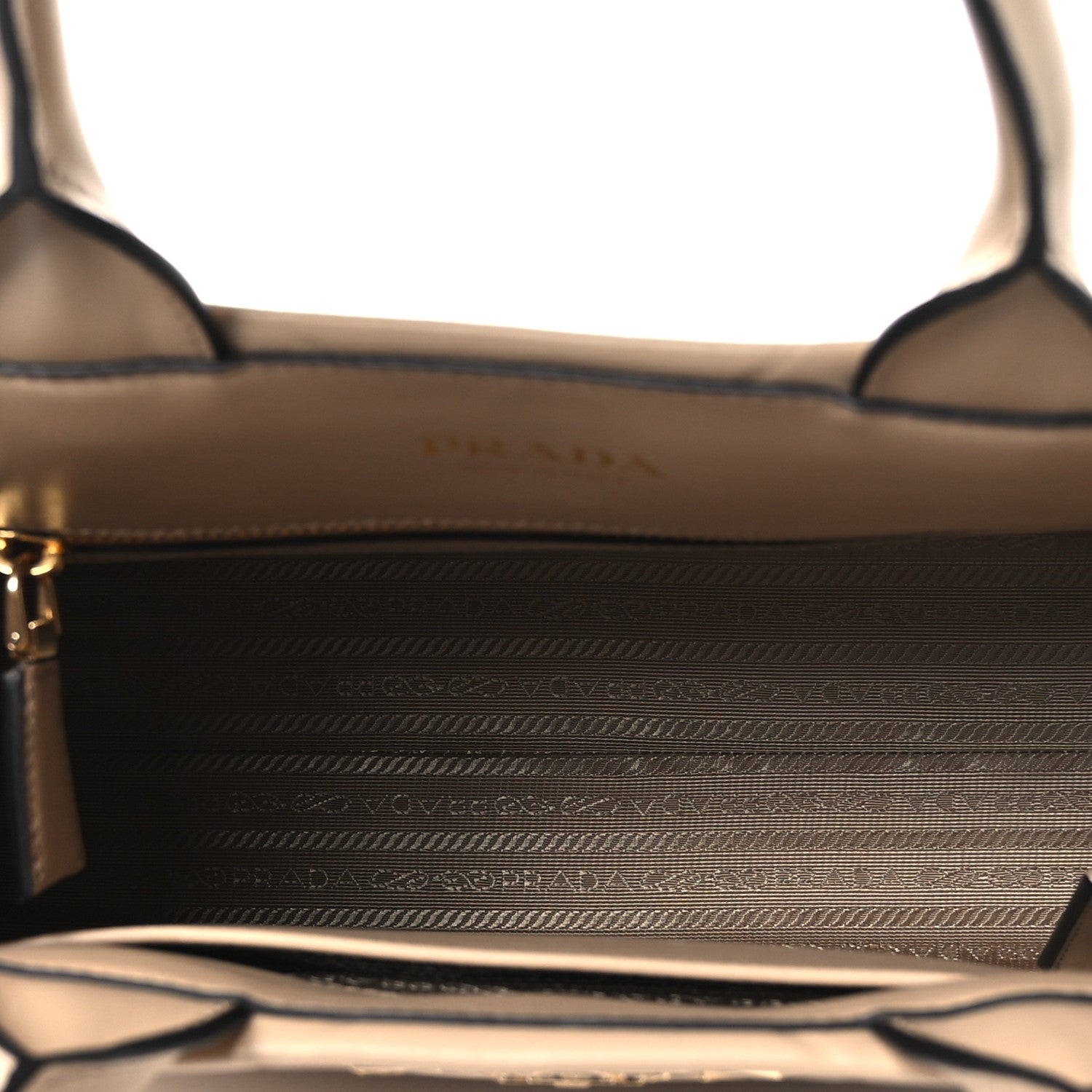 Prada Soft Calfskin Triangolo Symbole Embossed Small Tote Sabbia 5 of 10