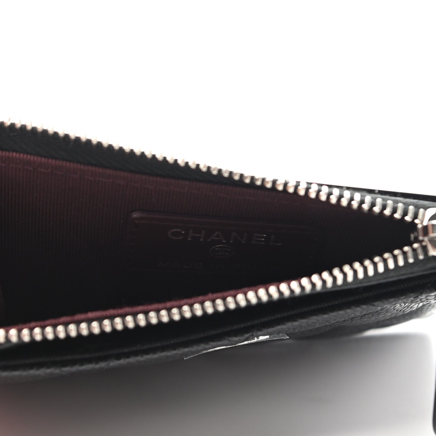 Caviar Quilted CC Zip Card Holder Black