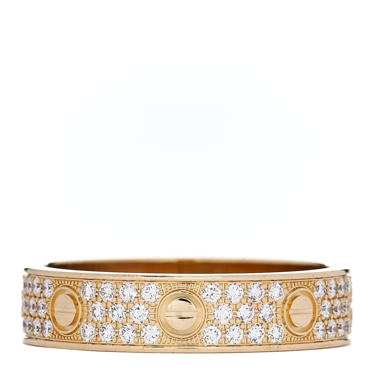 18K Yellow Gold Diamond 4mm LOVE Wedding Paved Band Ring 56 7.75