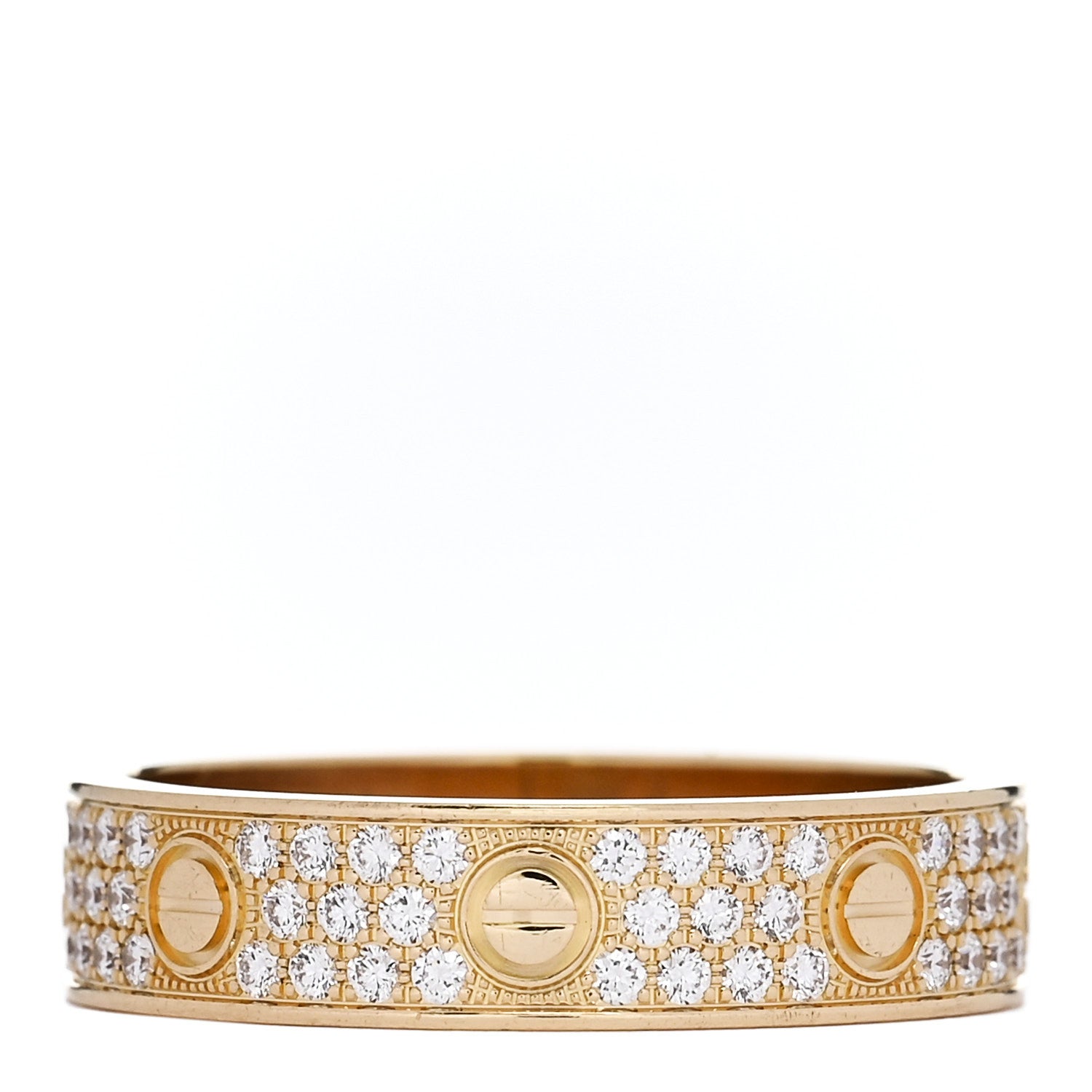 Cartier 18K Yellow Gold Diamond 4mm LOVE Wedding Paved Band Ring 56 7.75 3 of 5