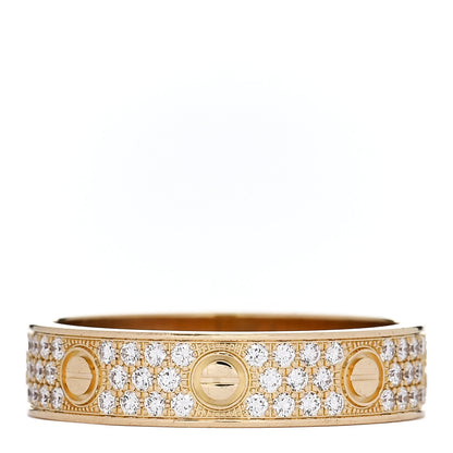 Cartier 18K Yellow Gold Diamond 4mm LOVE Wedding Paved Band Ring 56 7.75 3 of 5