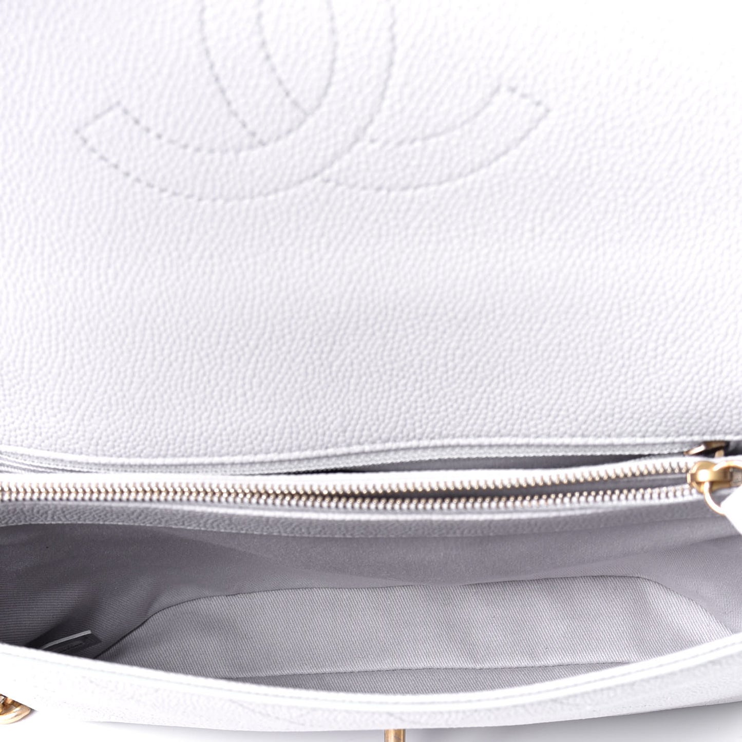 Caviar Diamond Stitched Top Handle Flap Grey
