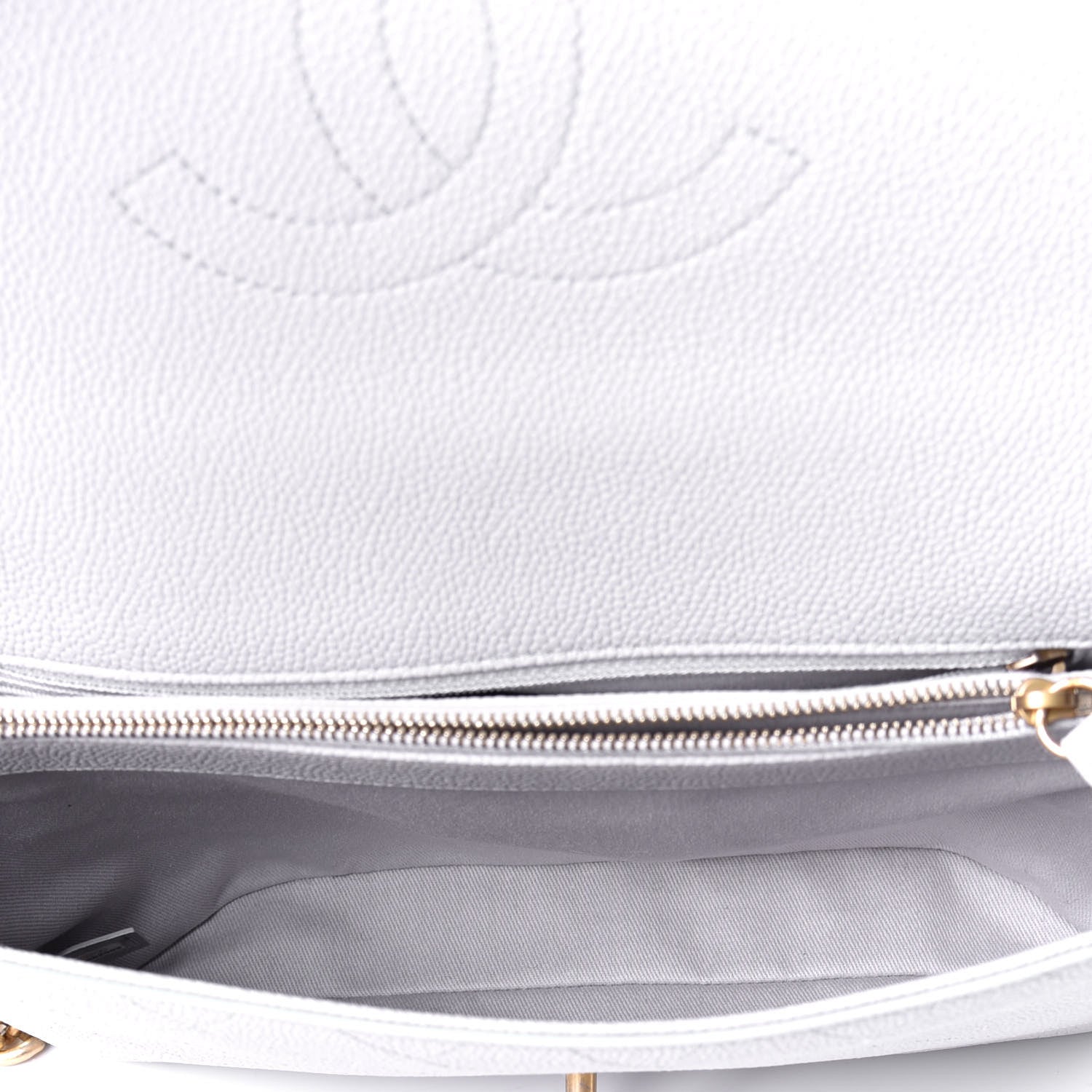 Chanel Caviar Diamond Stitched Top Handle Flap Grey 6 of 10
