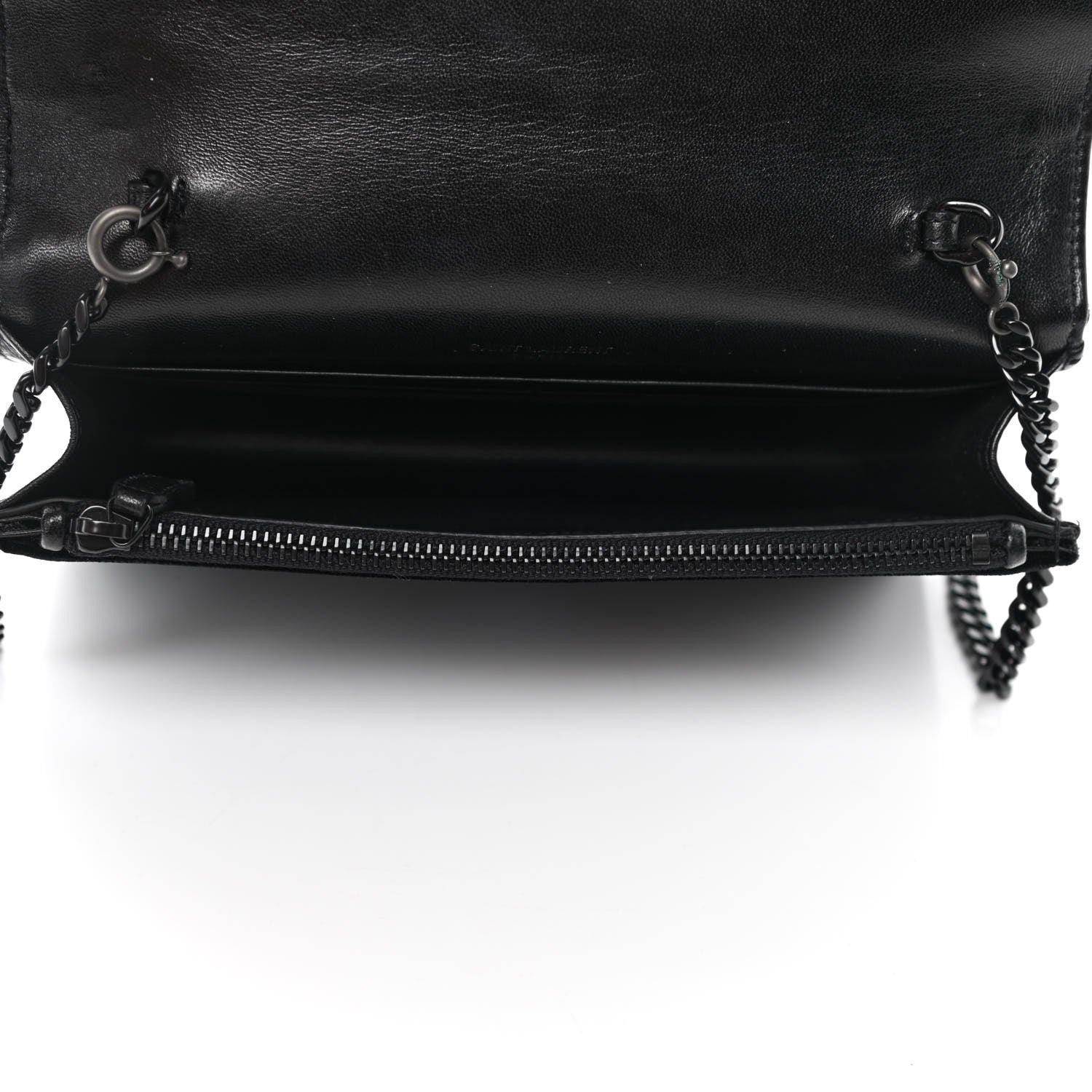 Saint Laurent Velvet Crystal Monogram Kate Tassel Chain Wallet Black 4 of 4