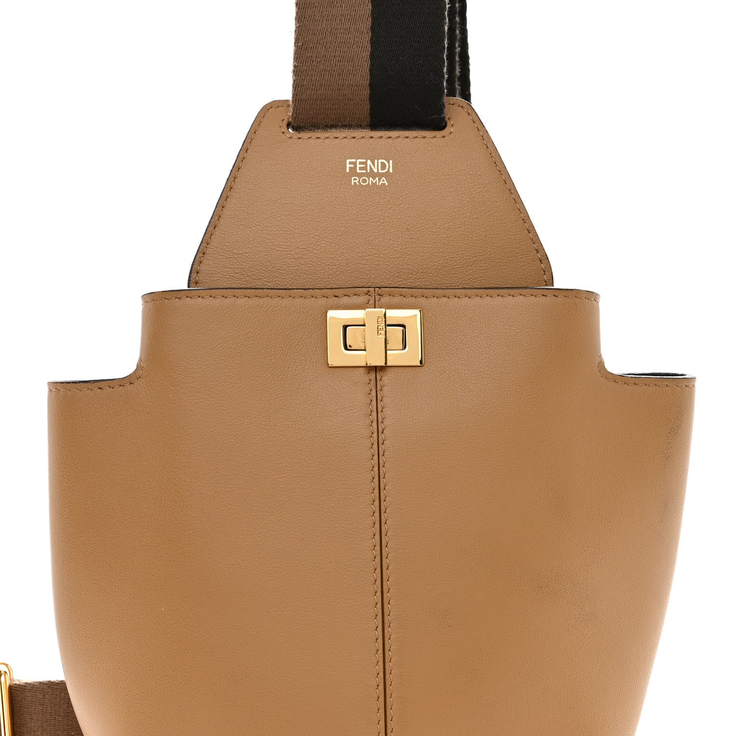 Fendi Vitello Grace Matte Mini Guitar Bag Miele Scuro 8 of 11