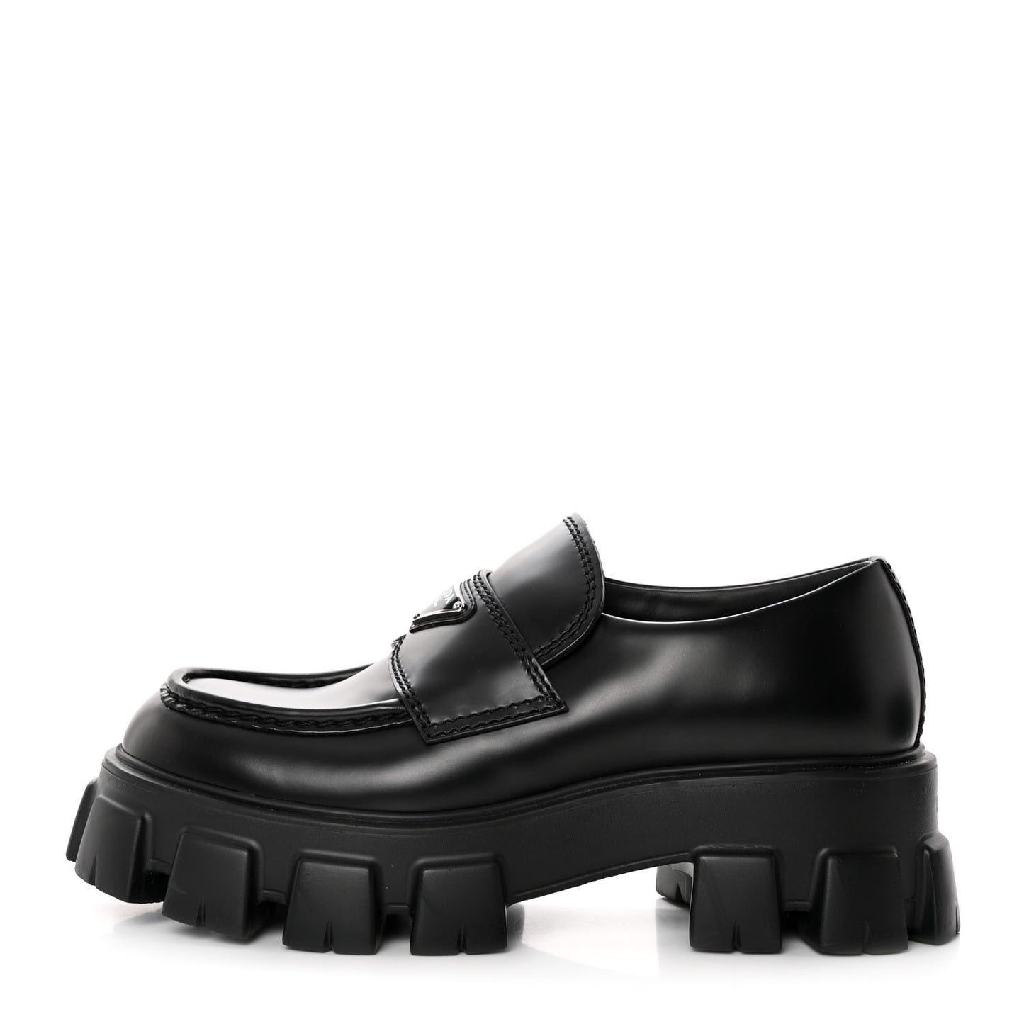 Spazzolato Rois Metal Triangle Logo Mens Monolith 55mm Loafers 6 Black