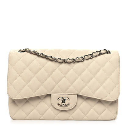 Chanel Caviar Quilted Jumbo Double Flap Ivory 1 of 12