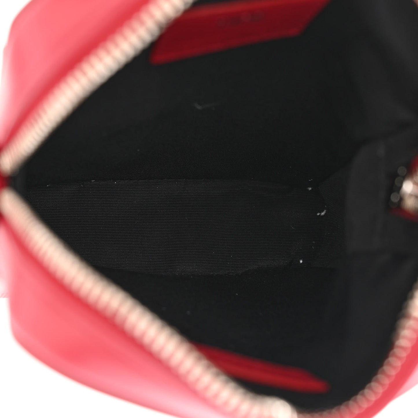 Calfskin Oblique Galaxy Perforated World Tour Messenger Pouch Red White