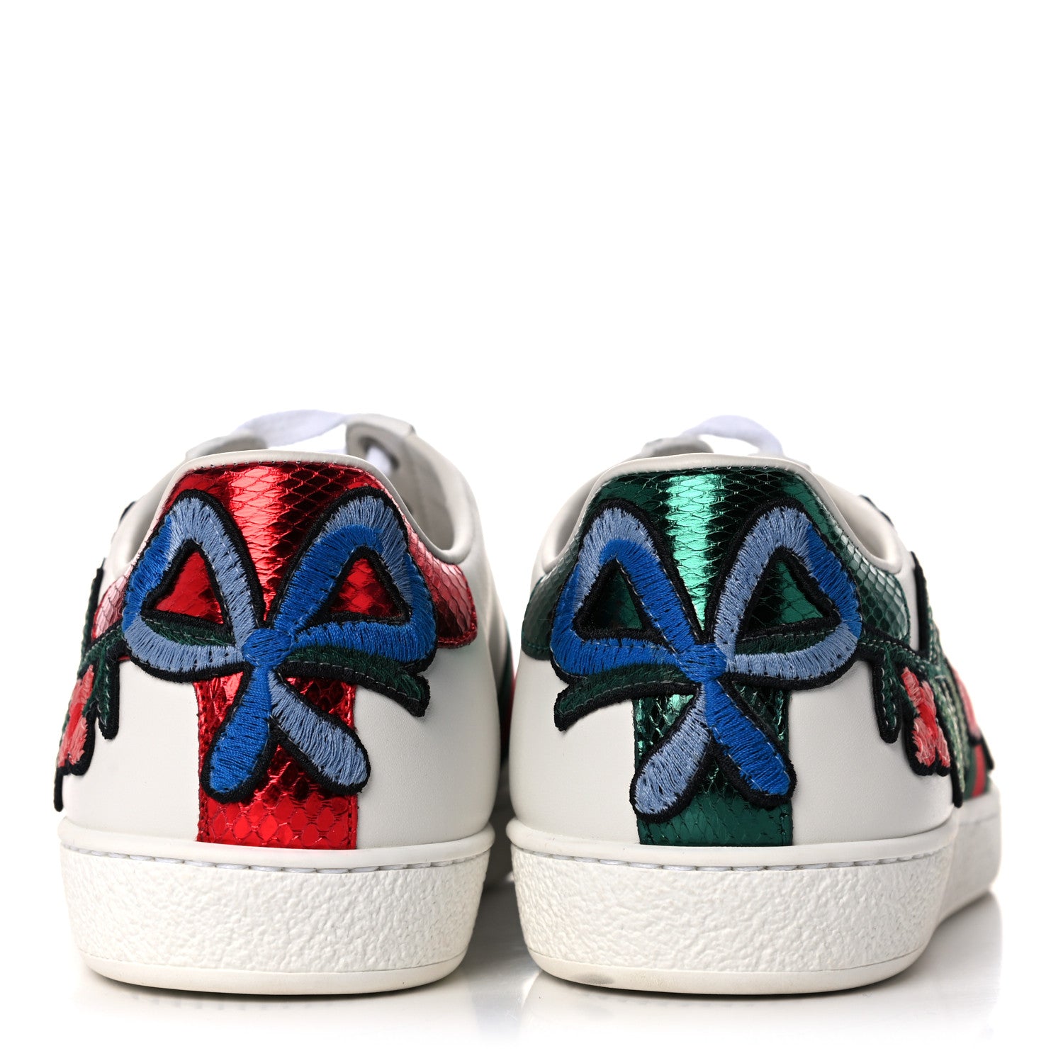 Gucci Calfskin Web Floral Embroidered Womens Ace Sneakers 38.5 White 10 of 10
