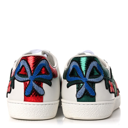 Gucci Calfskin Web Floral Embroidered Womens Ace Sneakers 38.5 White 10 of 10
