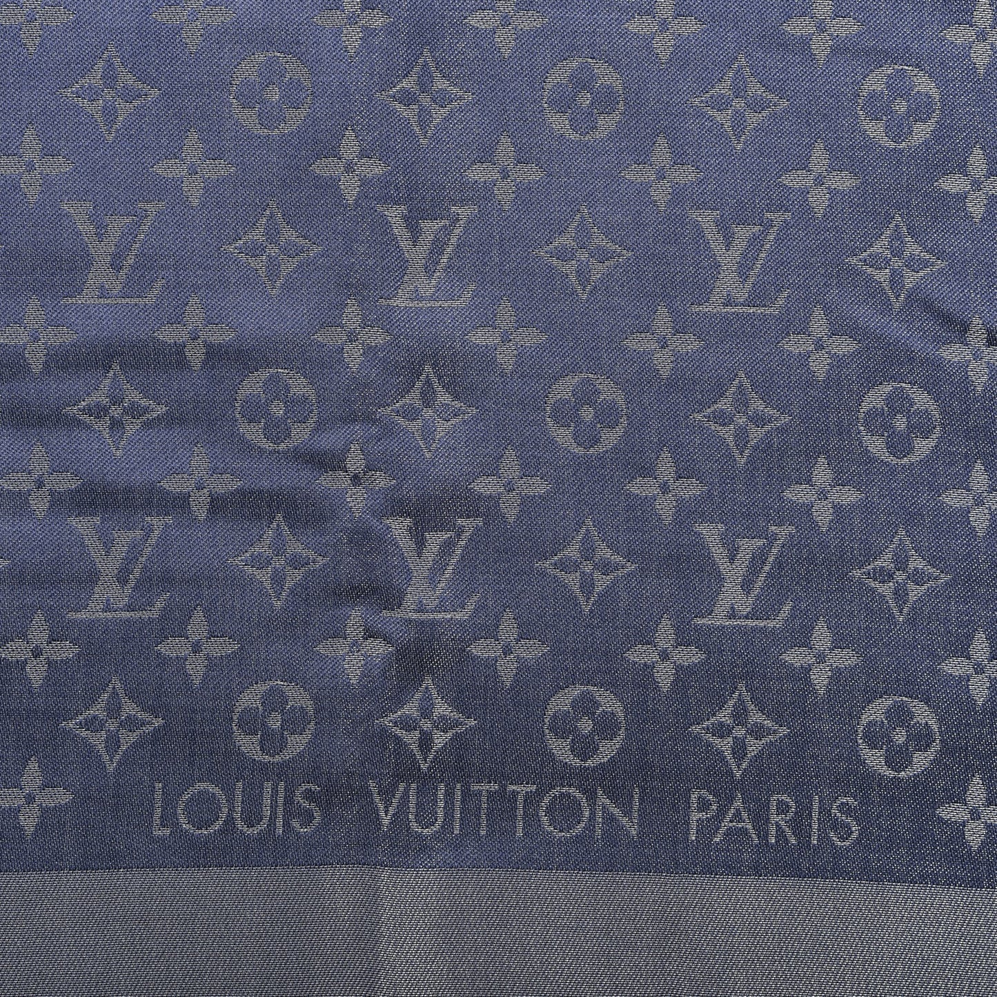 Silk Lurex Wool Monogram Shine Shawl Bleu Nuit