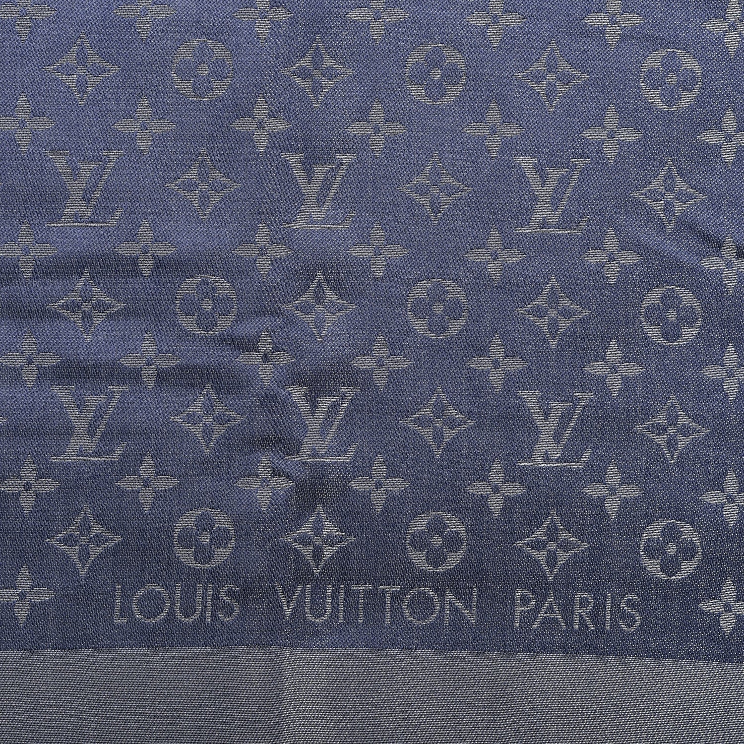 Louis Vuitton Silk Lurex Wool Monogram Shine Shawl Bleu Nuit 2 of 3