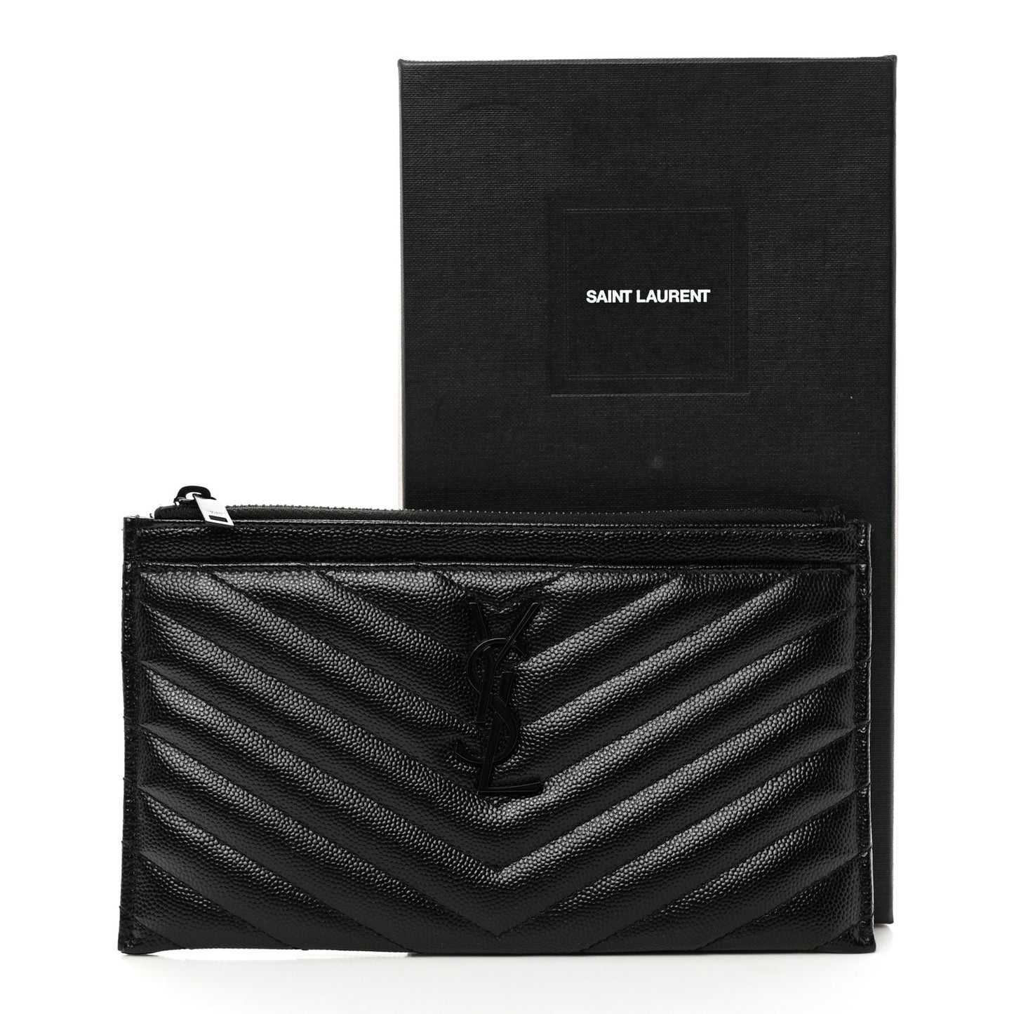 Grain De Poudre Chevron Monogram Bill Pouch Black