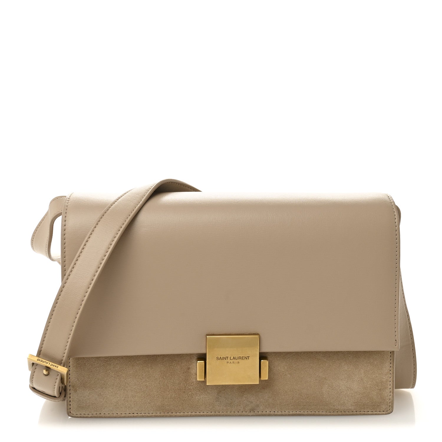 Saint Laurent Smooth Calfskin Suede Medium Bellechasse Bag Dark Beige 1 of 10