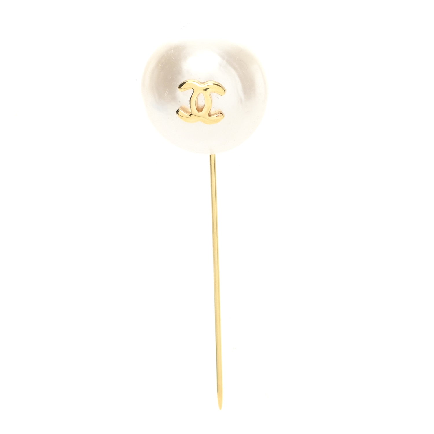 Chanel Pearl CC Pin Gold 1 of 3