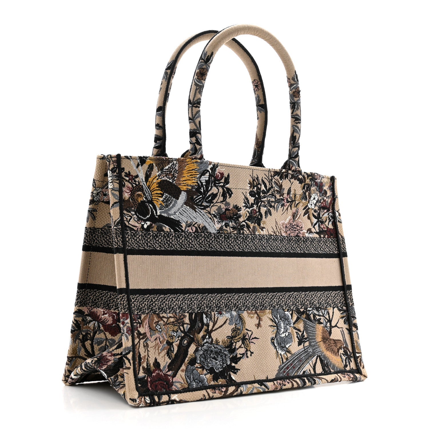 Christian Dior Canvas Embroidered Jardin D'Hiver Medium Book Tote Beige Multicolor 3 of 13