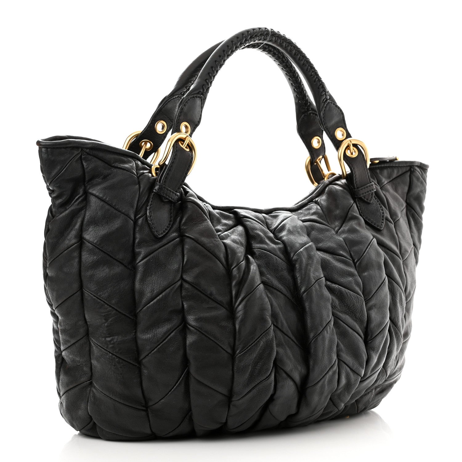 Miu Miu Nappa Large Patchwork Tote Black 2 of 9