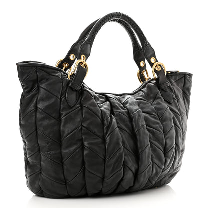Miu Miu Nappa Large Patchwork Tote Black 2 of 9