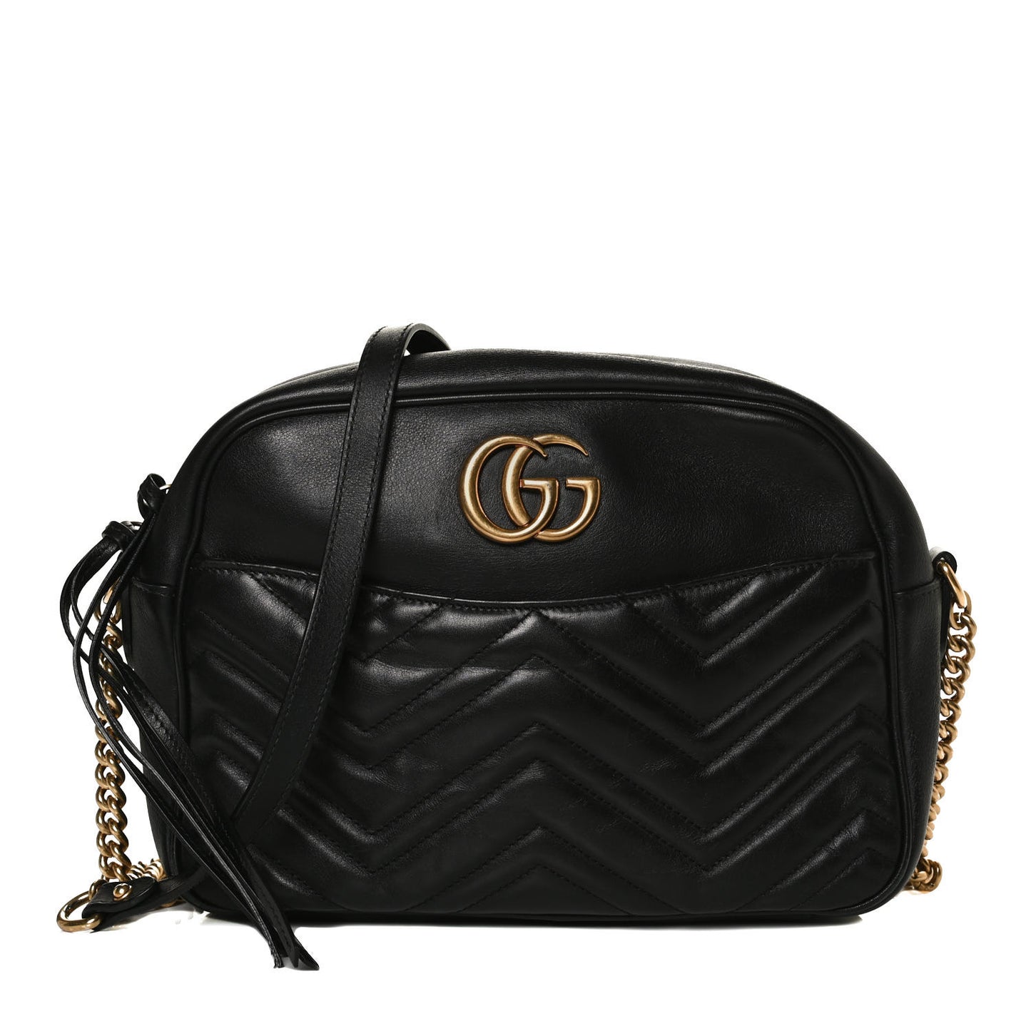 Calfskin Matelasse Medium GG Marmont Chain Shoulder Bag Black