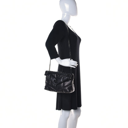 Saint Laurent Lambskin Quilted Small Loulou Puffer Monogram Chain Satchel Black 2 of 11