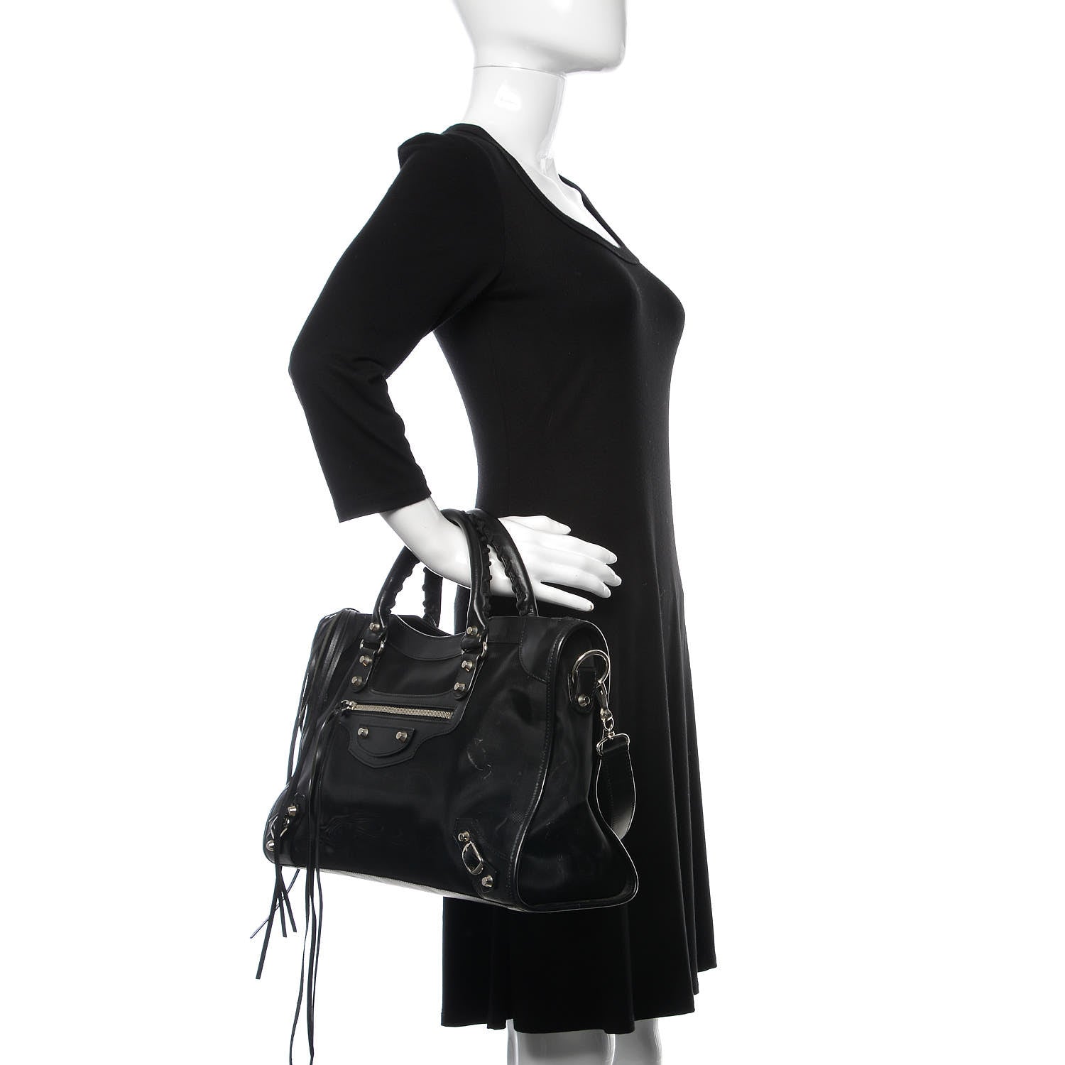 Balenciaga Mesh Calfskin Palladium Hardware City Black 3 of 13