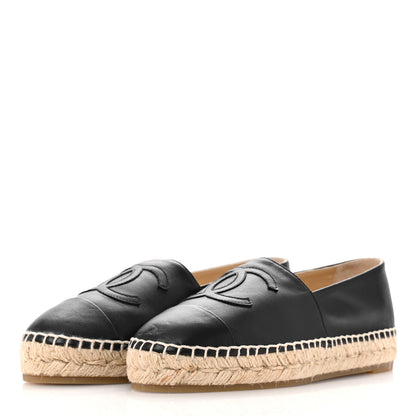 Chanel Lambskin CC Espadrilles 37 Black 4 of 10