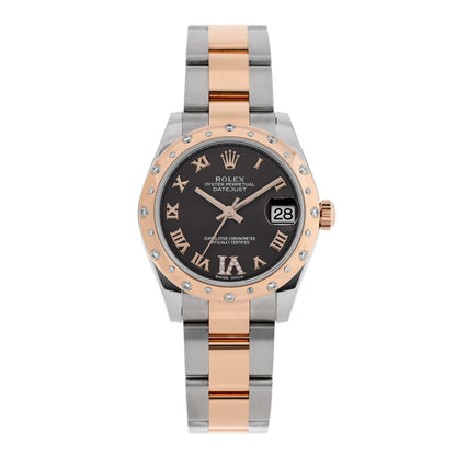 Rolex Stainless Steel 18K Everose Gold Diamond 31mm Oyster Perpetual Datejust Watch Chocolate Roman 178341 1 of 5