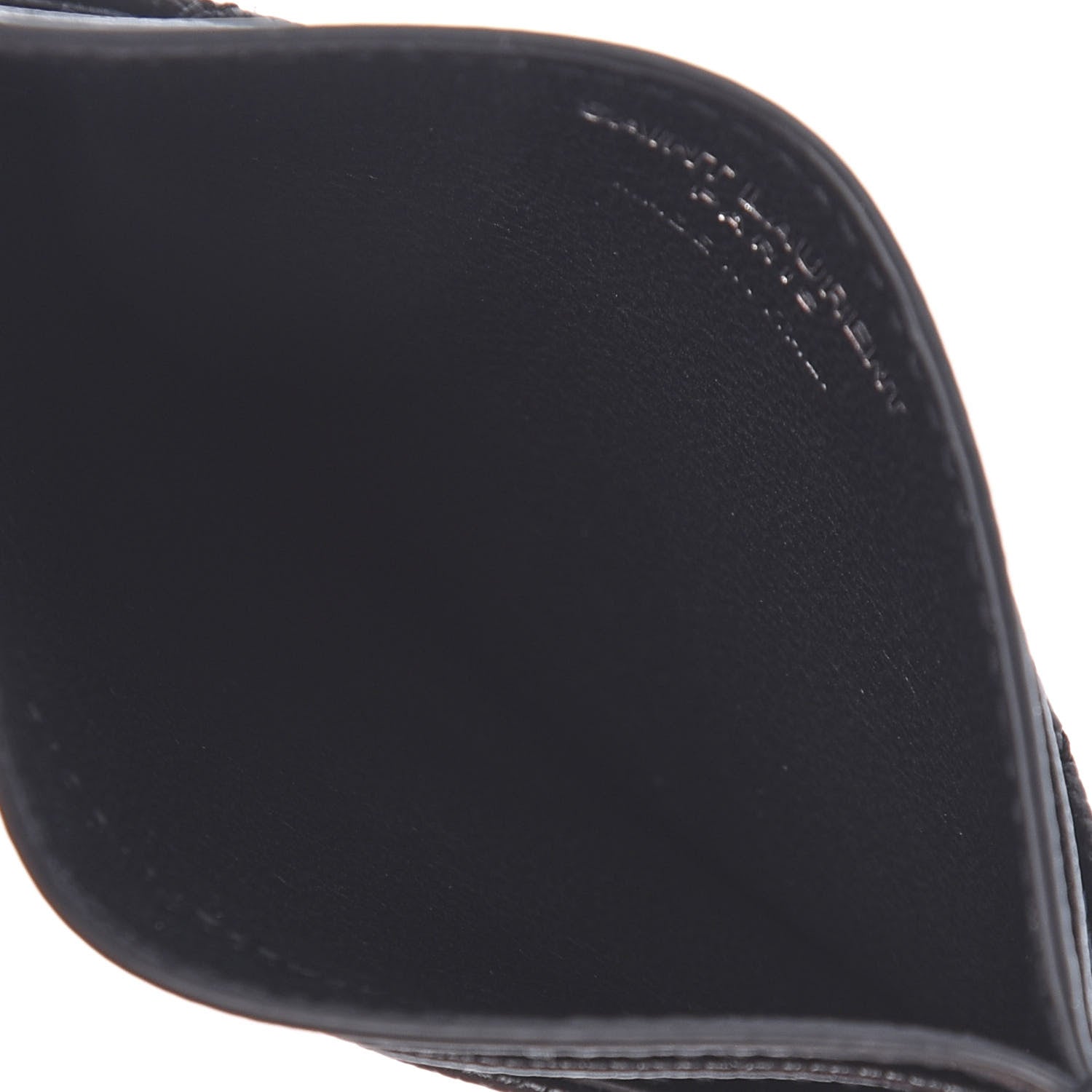 Saint Laurent Grain De Poudre Matelasse Chevron Monogram Credit Card Case Black 6 of 9