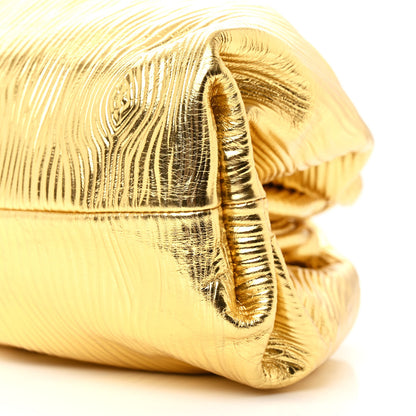 Bottega Veneta Metallic Bark Calfskin Embossed The Pouch Oversized Clutch Oro 10 of 10
