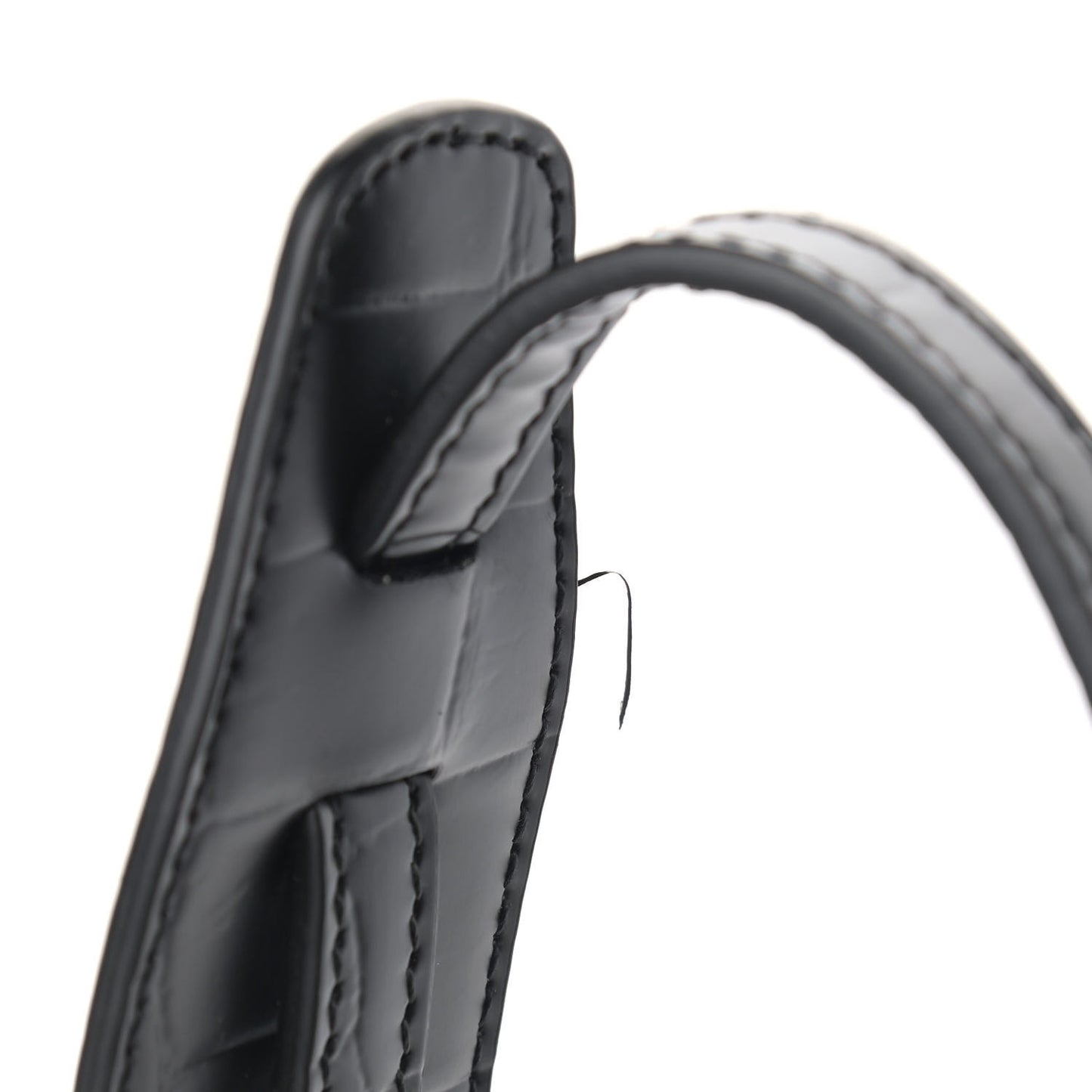 Semi Shiny Calfskin Crocodile Embossed Neo Classic Black Hardware Nano City Crossbody Black