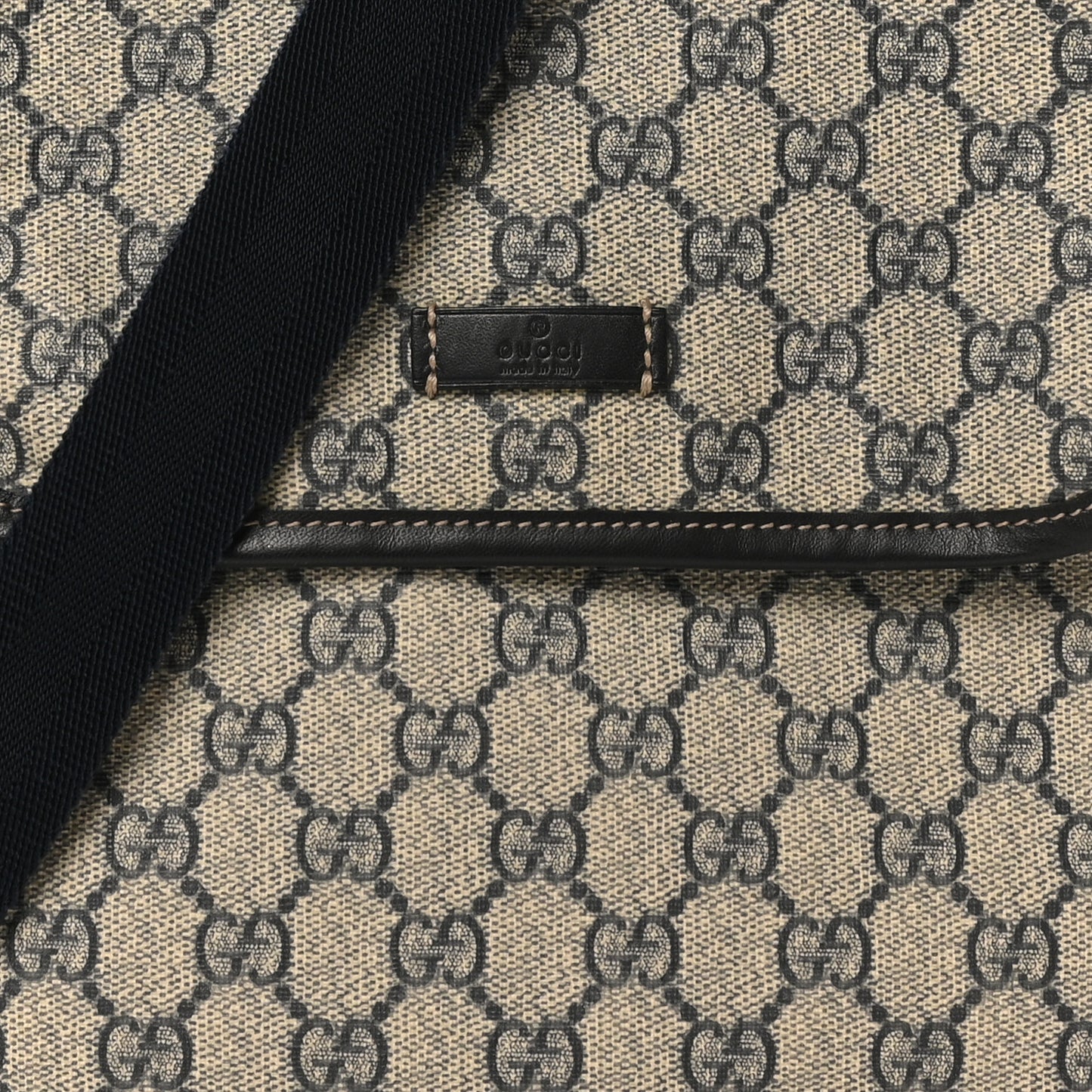 GG Plus Monogram Sellieria Calfskin Small Flap Messenger Bag Beige Blue