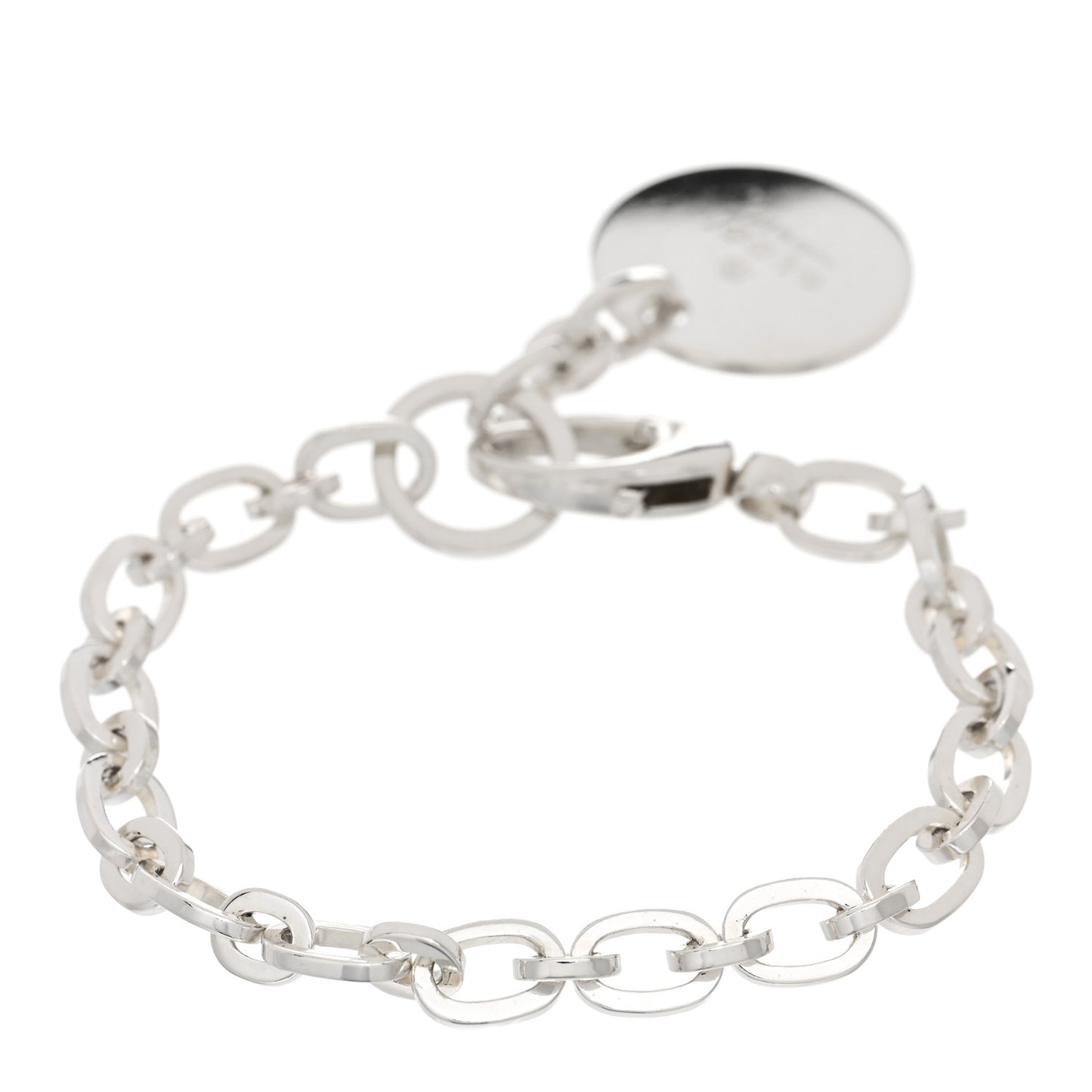 Sterling Silver Link Round Charm Bracelet