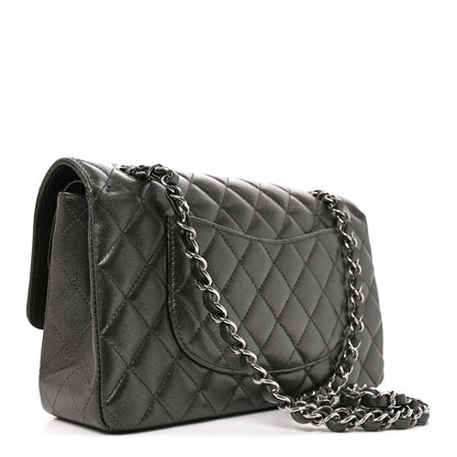 Chanel Metallic Lambskin Quilted Medium Double Flap Anthracite 3 of 10