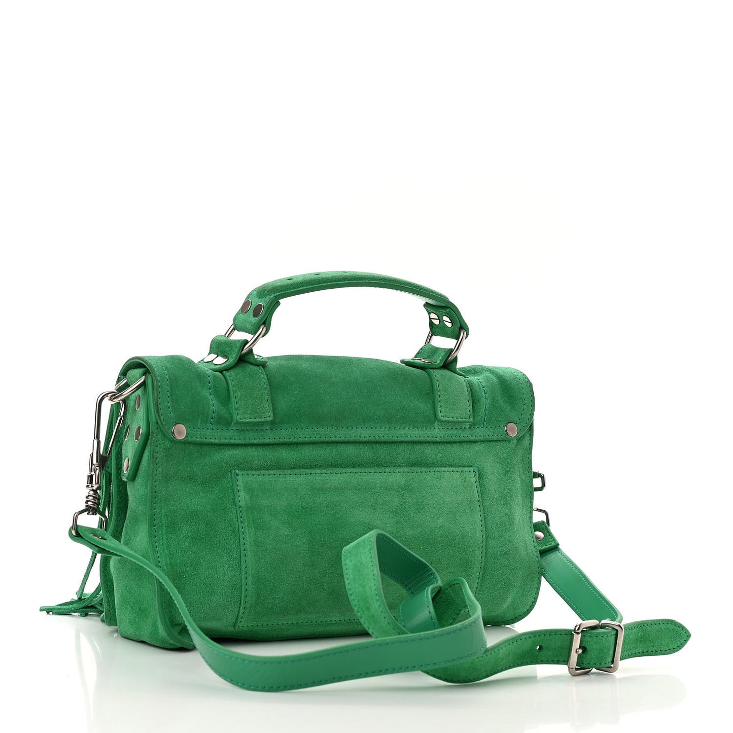 Suede Tiny PS1 Fringe Satchel Aloe
