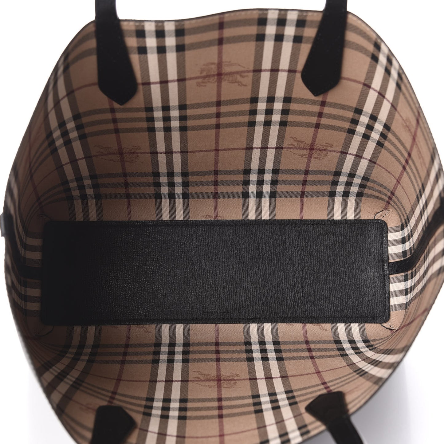 Grainy Calfskin Haymarket Check Medium Reversible Tote Black