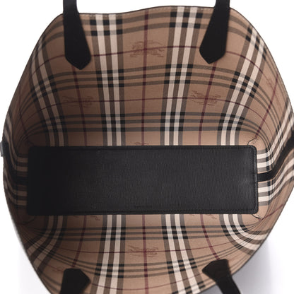Burberry Grainy Calfskin Haymarket Check Medium Reversible Tote Black 5 of 16