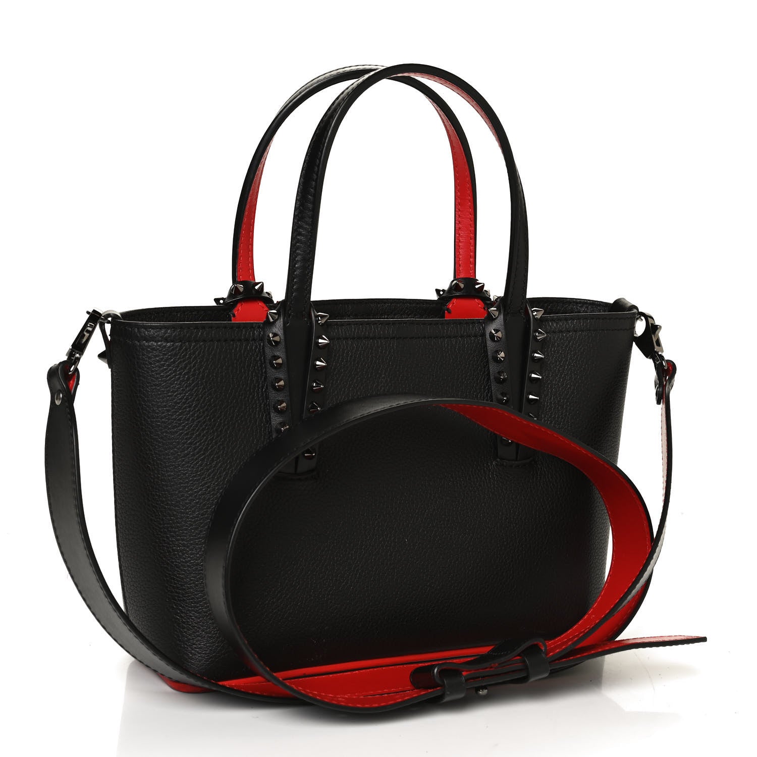 Christian Louboutin Calfskin Spikes Mini East West Cabata Tote Black 3 of 11