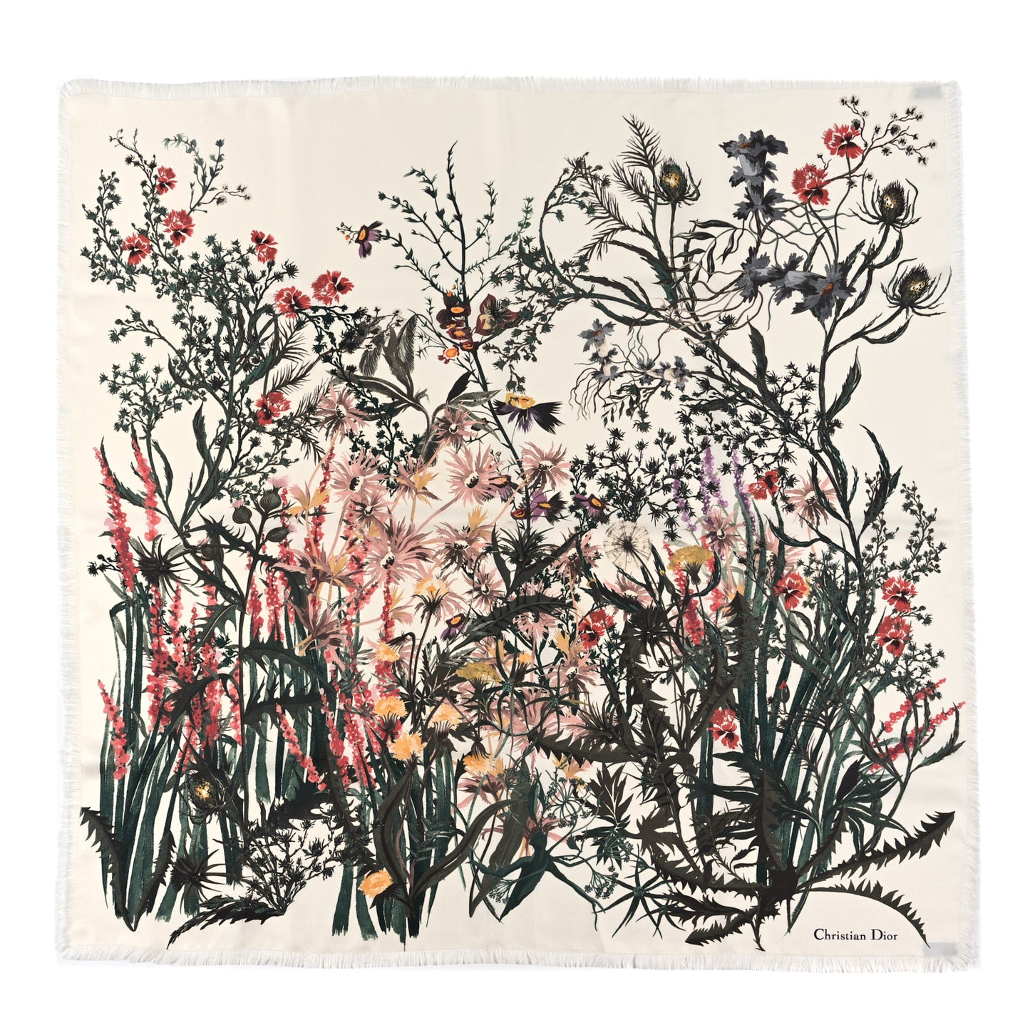 Silk Jardin Scarf White Multicolor