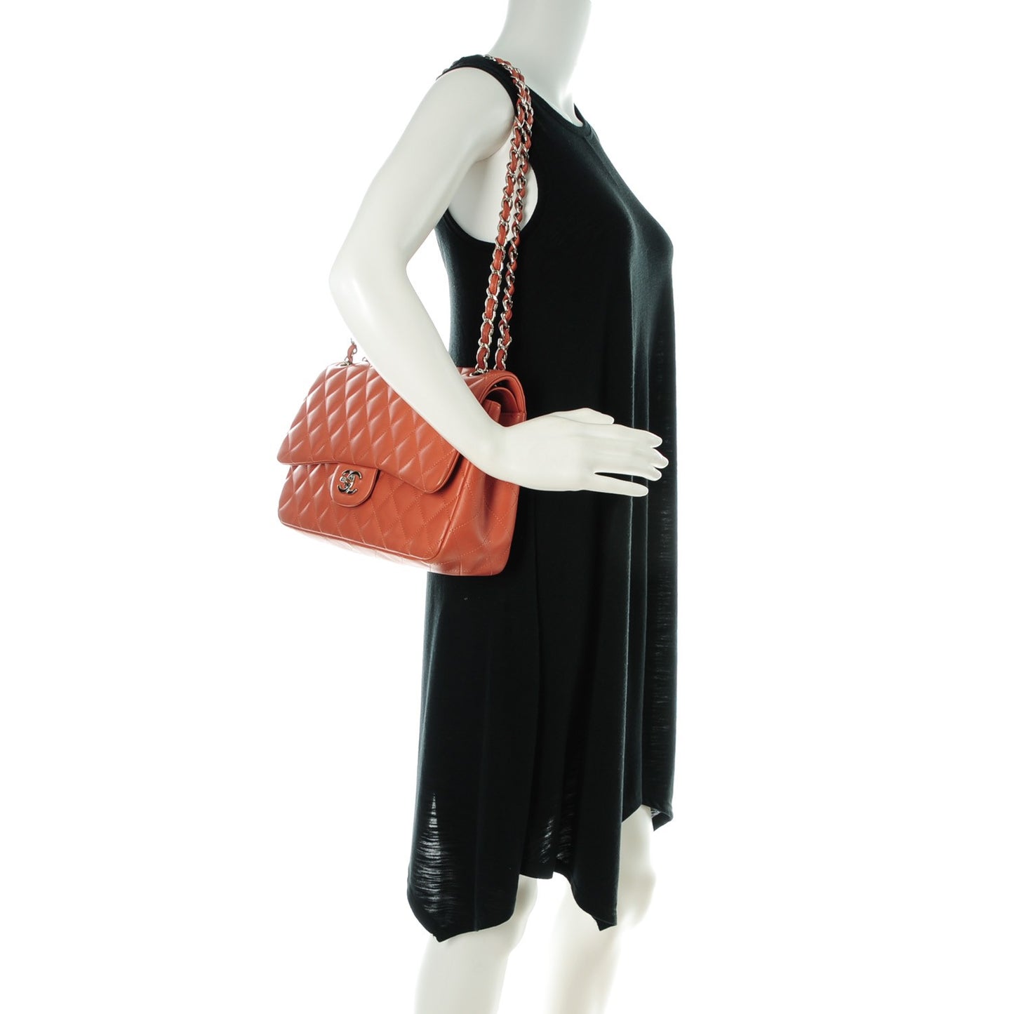 Lambskin Quilted Jumbo Double Flap Coral