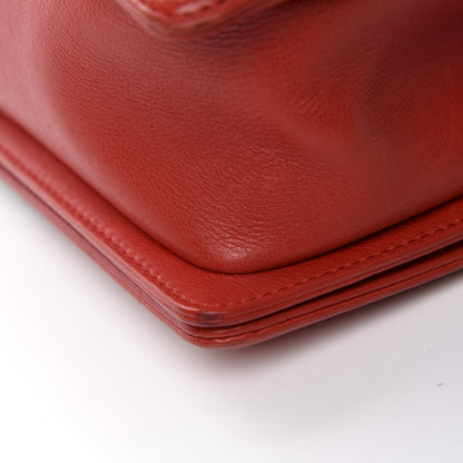 Chanel Calfskin Quilted Double Stitch Medium Boy Flap Red 10 of 12